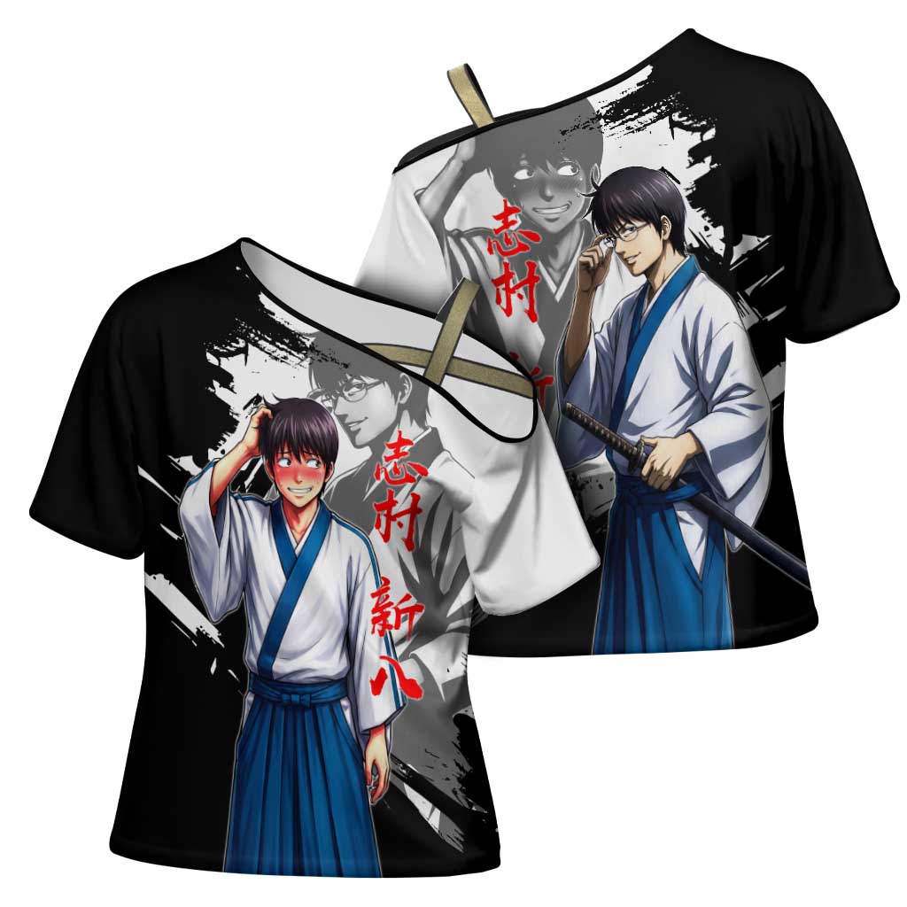 Shinpachi Shimura Cross Shoulder Shirt Classic Comedy Samurai Ink Style