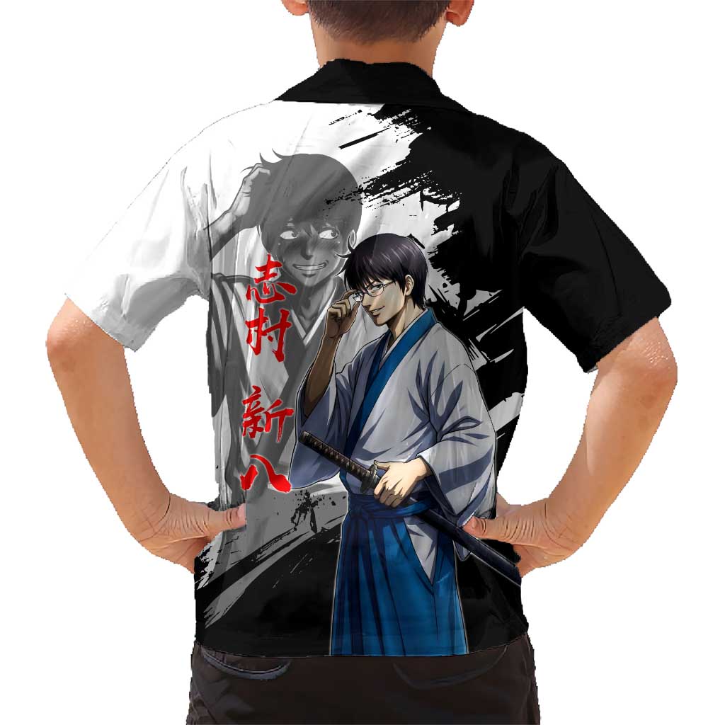 Shinpachi Shimura Family Matching Long Sleeve Bodycon Dress and Hawaiian Shirt Classic Comedy Samurai Ink Style