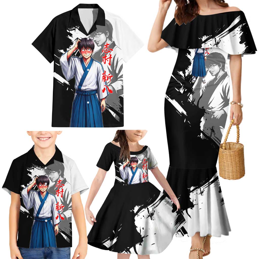 Shinpachi Shimura Family Matching Mermaid Dress and Hawaiian Shirt Classic Comedy Samurai Ink Style
