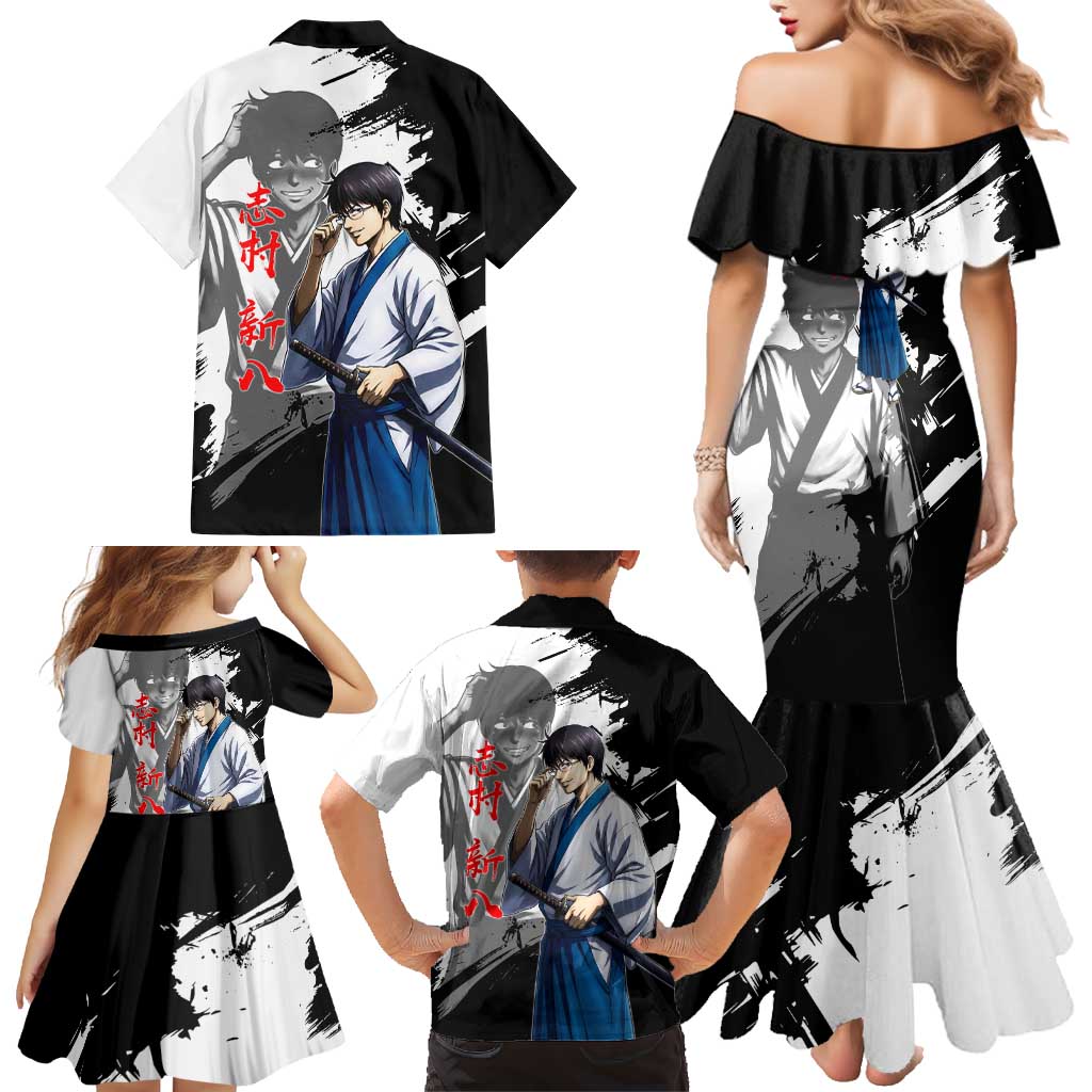Shinpachi Shimura Family Matching Mermaid Dress and Hawaiian Shirt Classic Comedy Samurai Ink Style