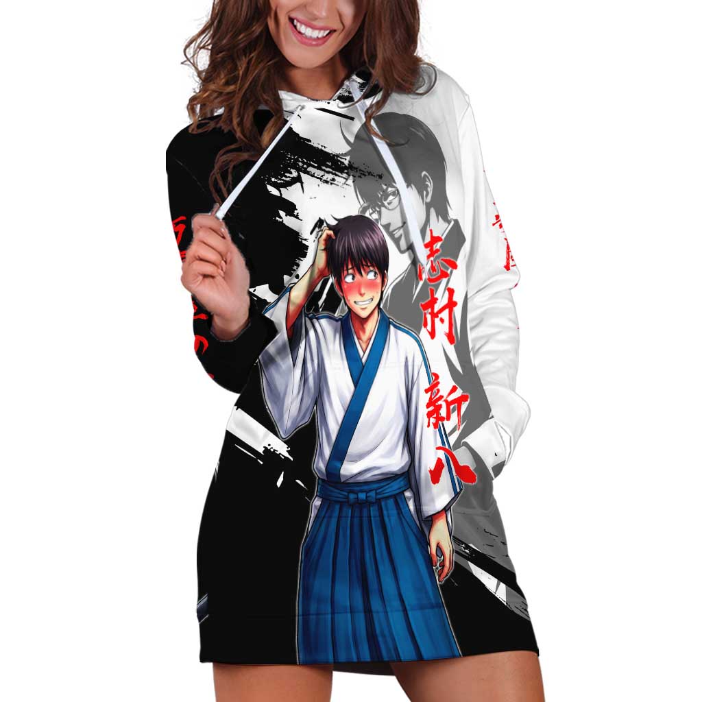 Shinpachi Shimura Hoodie Dress Classic Comedy Samurai Ink Style