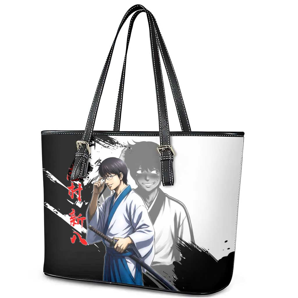 Shinpachi Shimura Leather Tote Bag Classic Comedy Samurai Ink Style