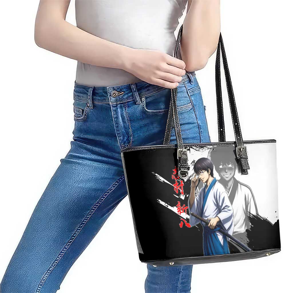 Shinpachi Shimura Leather Tote Bag Classic Comedy Samurai Ink Style