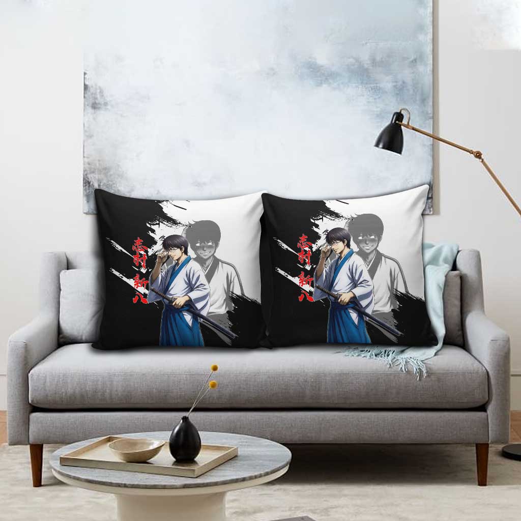 Shinpachi Shimura Pillow Cover Classic Comedy Samurai Ink Style