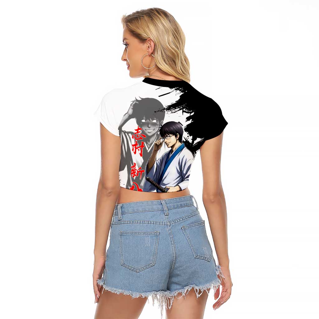 Shinpachi Shimura Raglan Cropped T Shirt Classic Comedy Samurai Ink Style