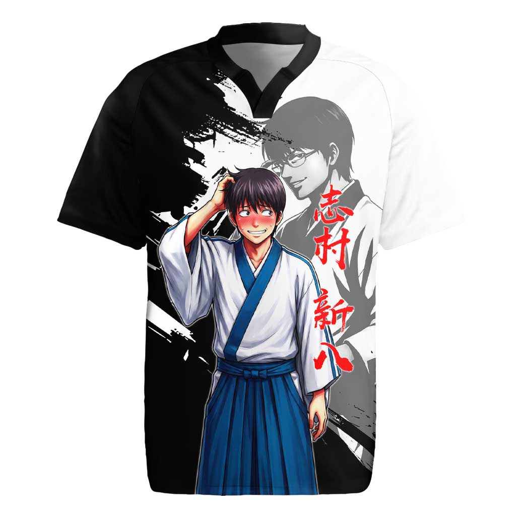 Shinpachi Shimura Rugby Jersey Classic Comedy Samurai Ink Style