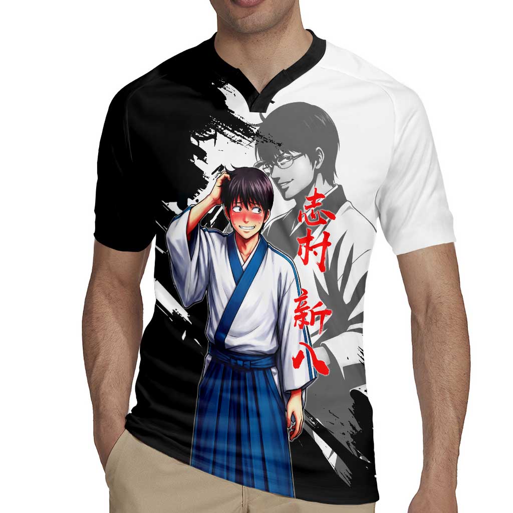 Shinpachi Shimura Rugby Jersey Classic Comedy Samurai Ink Style