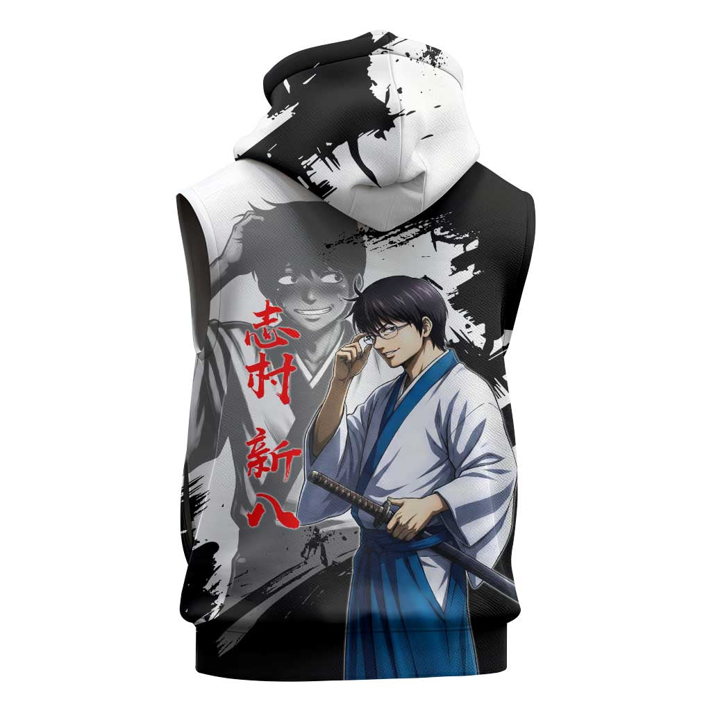 Shinpachi Shimura Sleeveless Hoodie Classic Comedy Samurai Ink Style