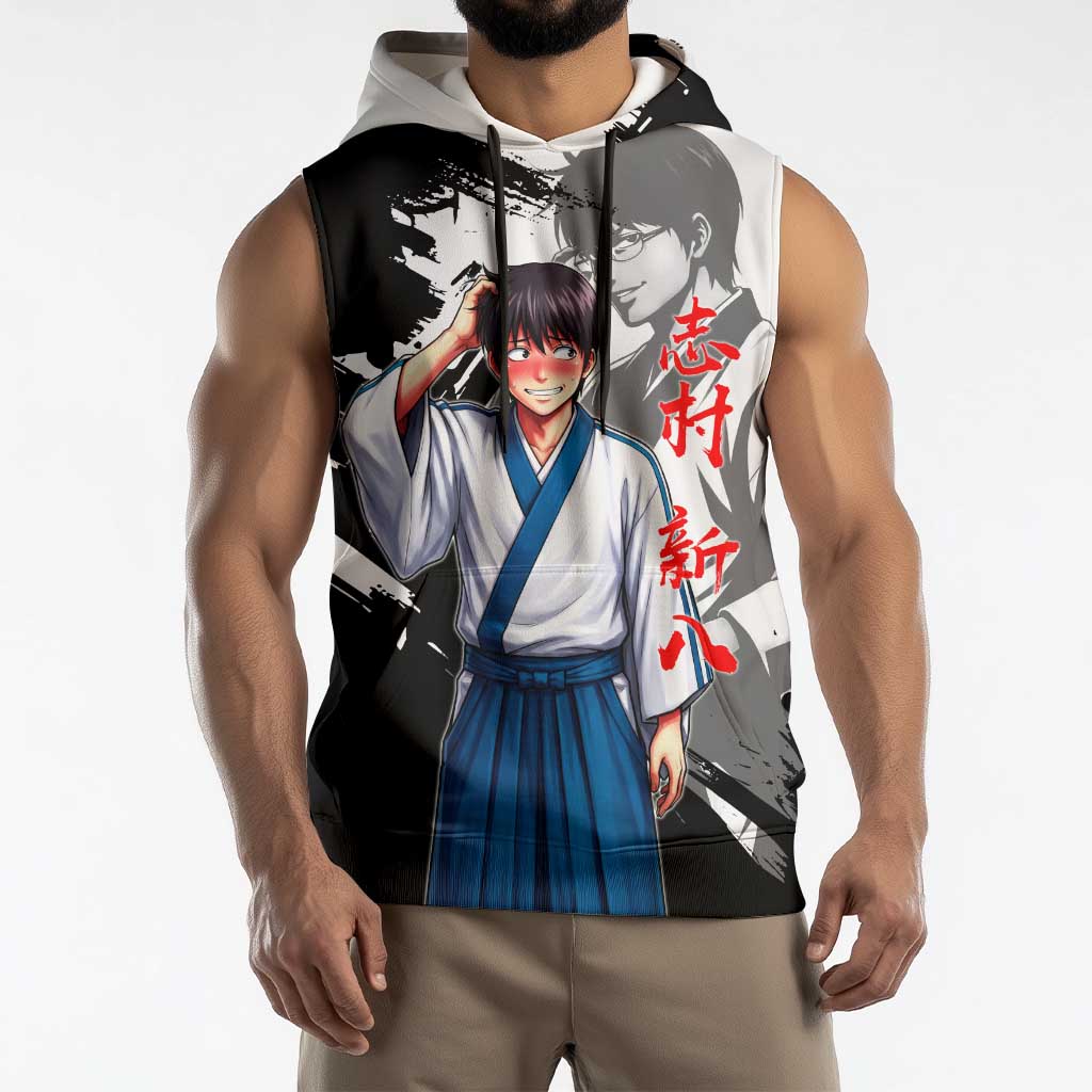 Shinpachi Shimura Sleeveless Hoodie Classic Comedy Samurai Ink Style