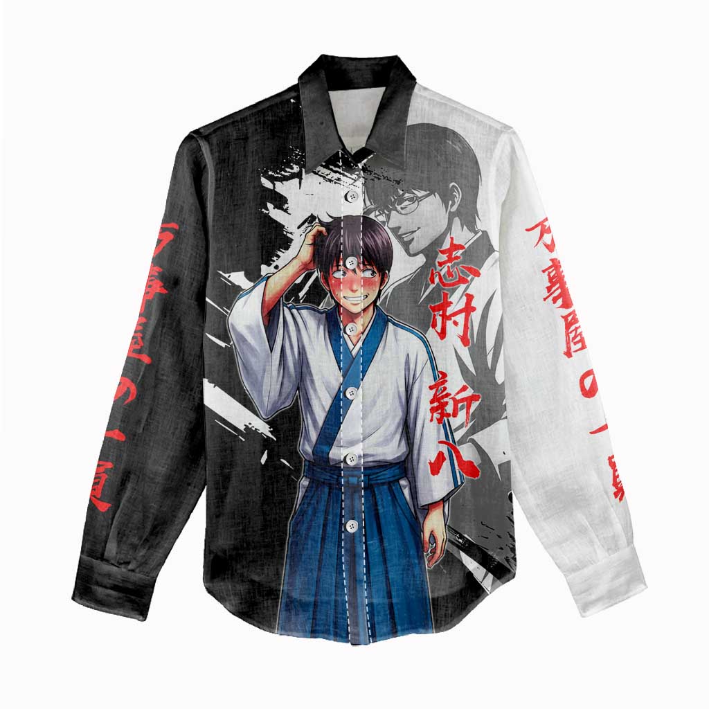 Shinpachi Shimura Women Casual Shirt Classic Comedy Samurai Ink Style