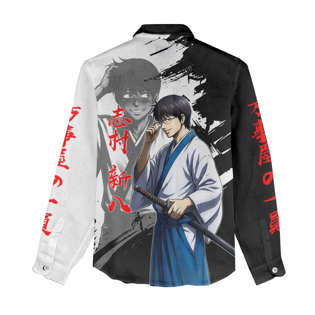 Shinpachi Shimura Women Casual Shirt Classic Comedy Samurai Ink Style
