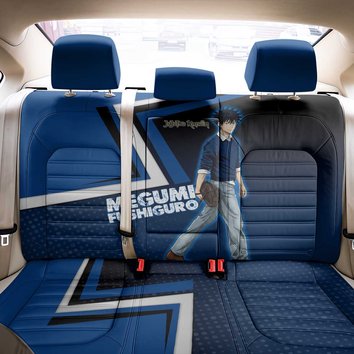 Megumi Fushiguro Back Car Seat Cover Anime Pop Art Style