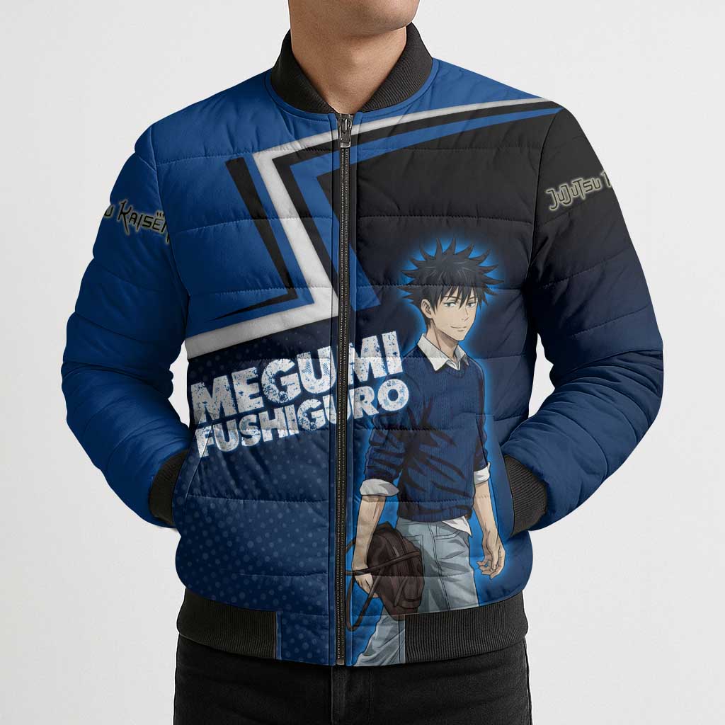 Megumi Fushiguro Bomber Puffer Jacket Anime Pop Art Style