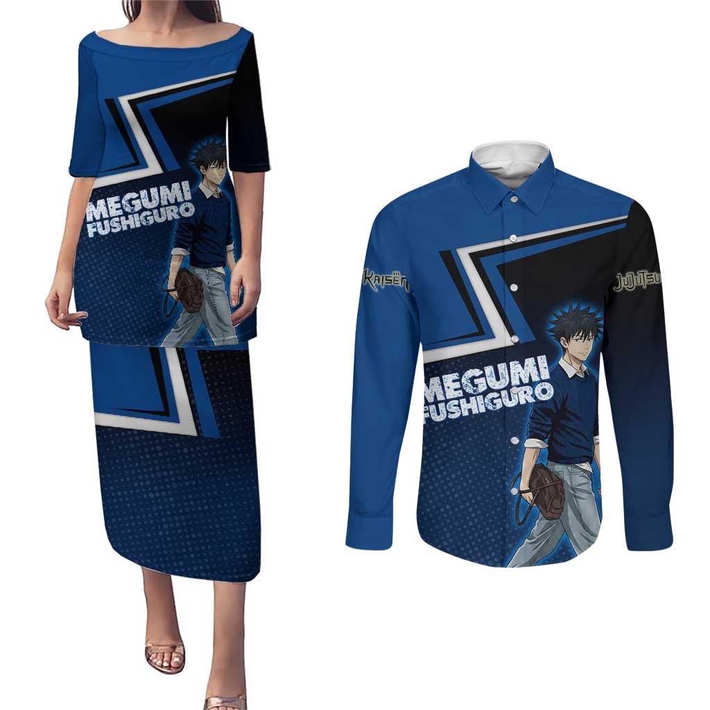 Megumi Fushiguro Couples Matching Puletasi and Long Sleeve Button Shirt Anime Pop Art Style
