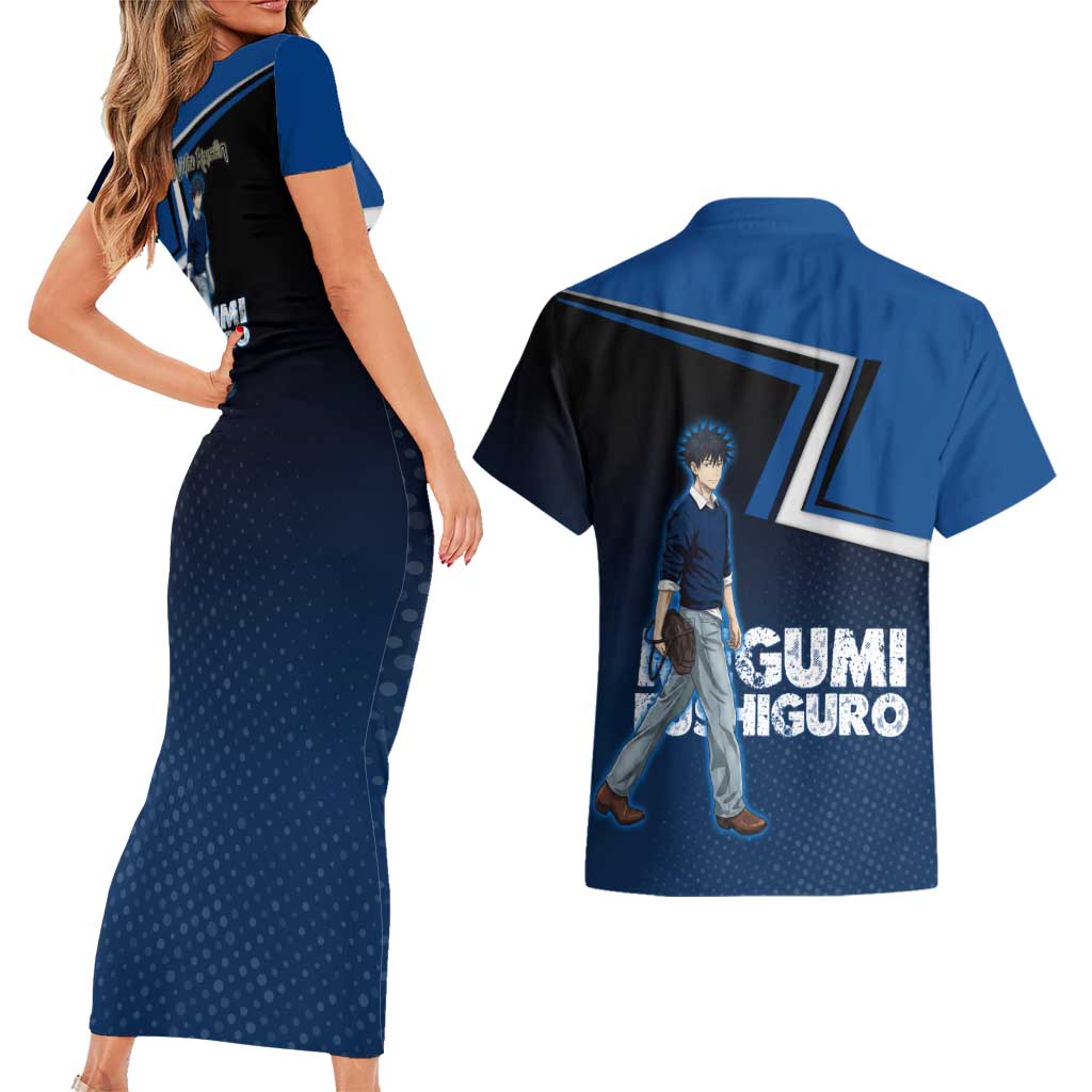 Megumi Fushiguro Couples Matching Short Sleeve Bodycon Dress and Hawaiian Shirt Anime Pop Art Style