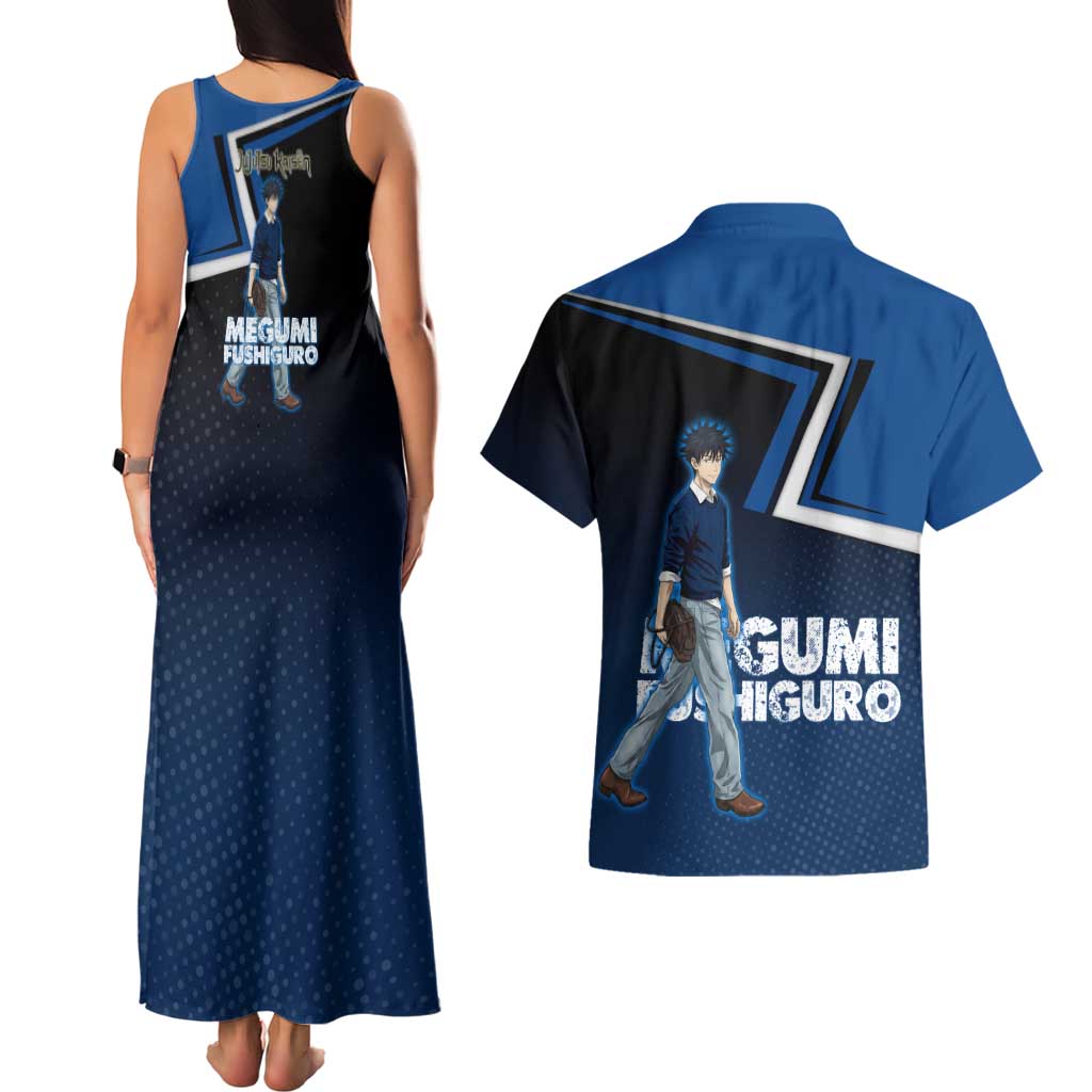 Megumi Fushiguro Couples Matching Tank Maxi Dress and Hawaiian Shirt Anime Pop Art Style