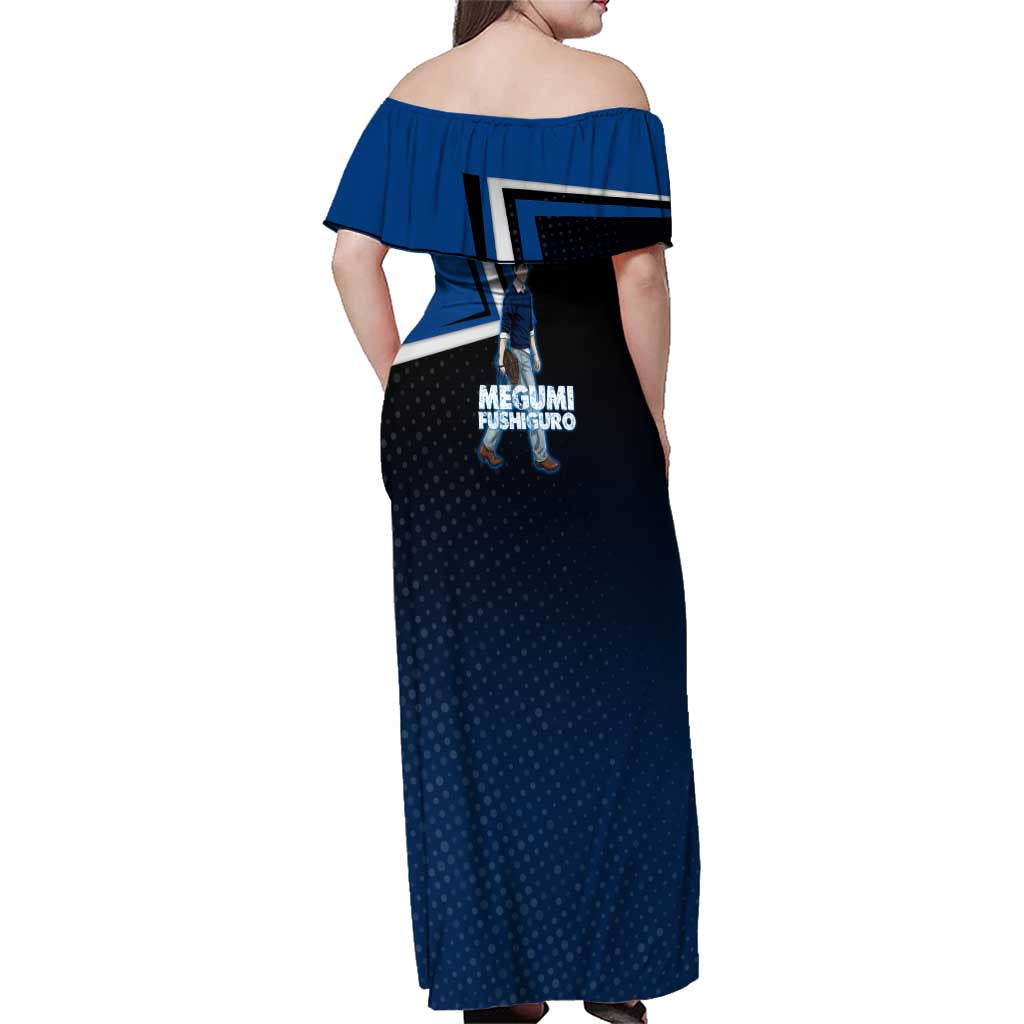Megumi Fushiguro Family Matching Off Shoulder Maxi Dress and Hawaiian Shirt Anime Pop Art Style