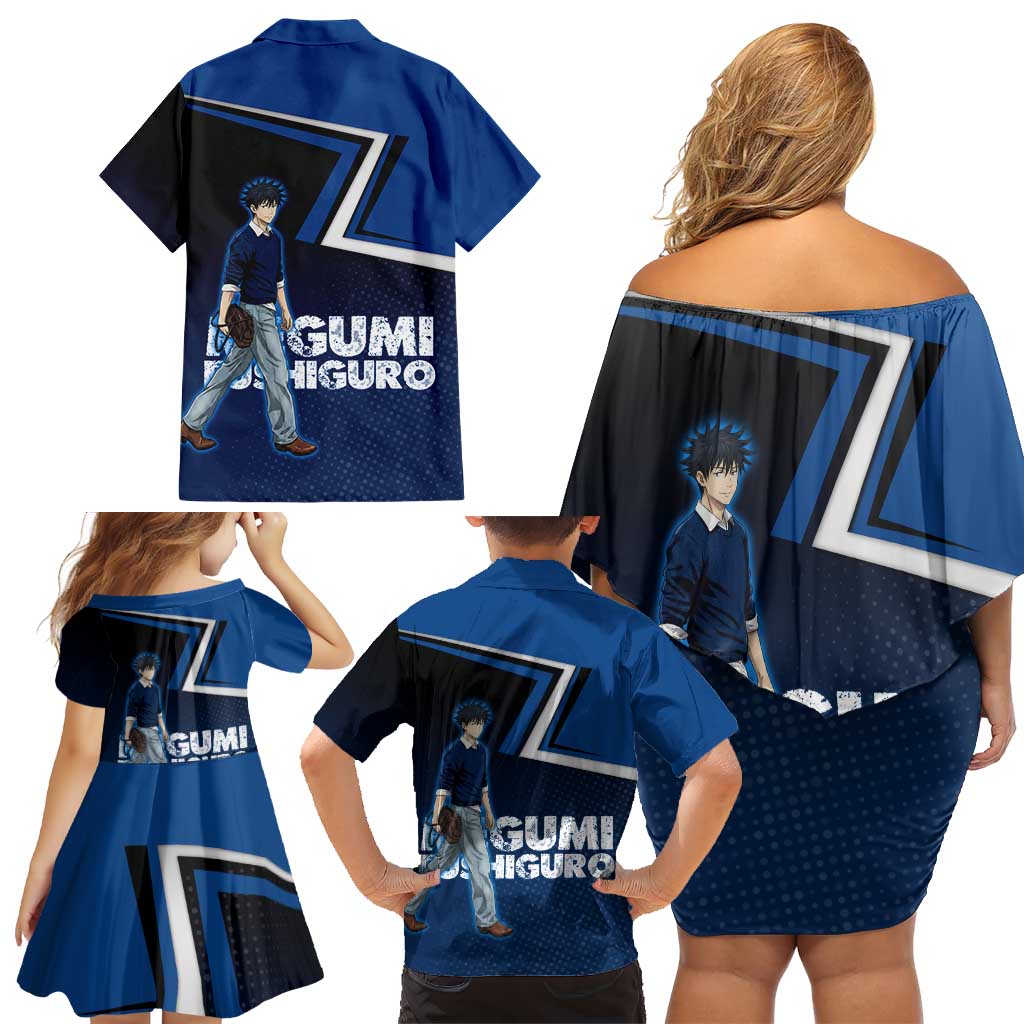 Megumi Fushiguro Family Matching Off Shoulder Short Dress and Hawaiian Shirt Anime Pop Art Style