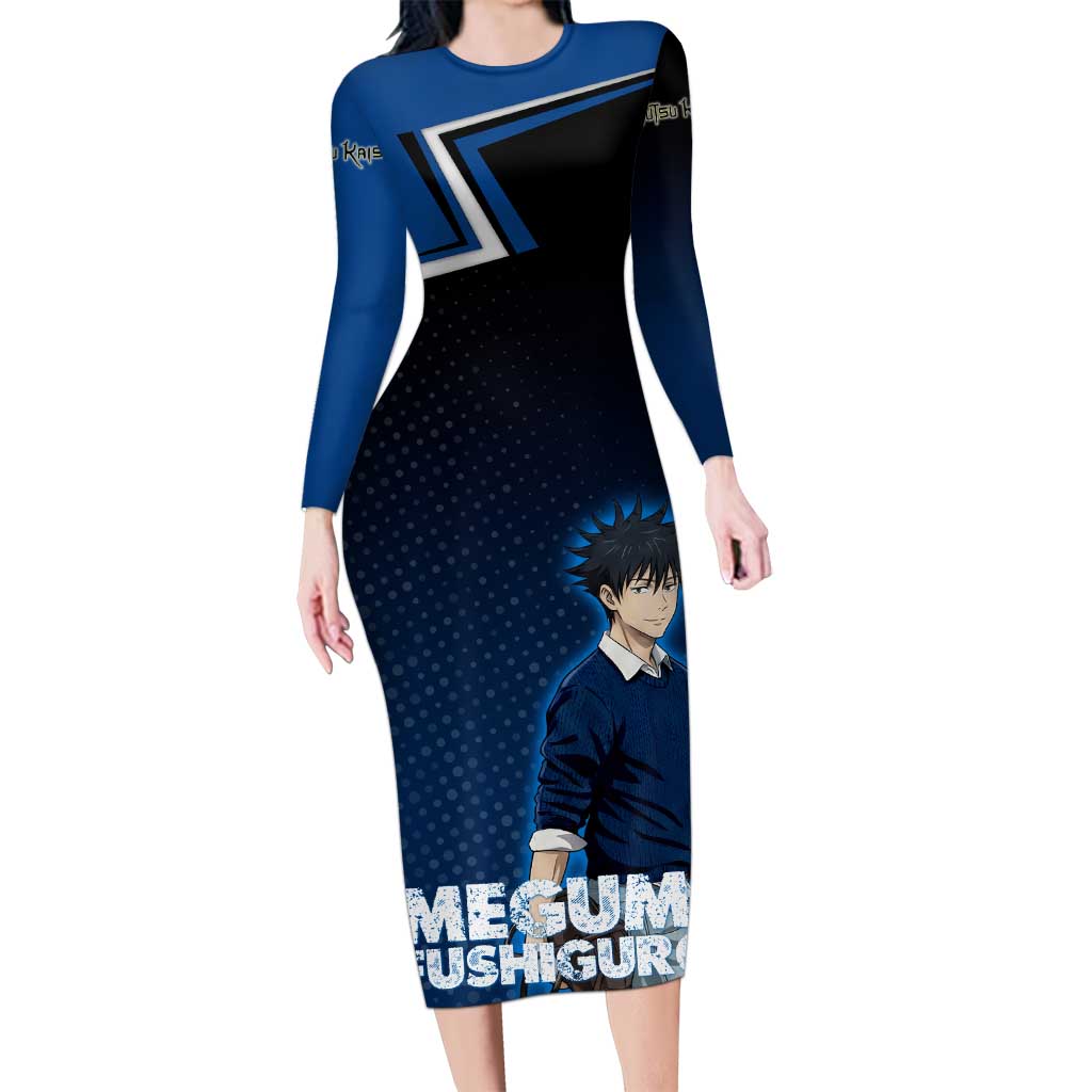 Megumi Fushiguro Long Sleeve Bodycon Dress Anime Pop Art Style