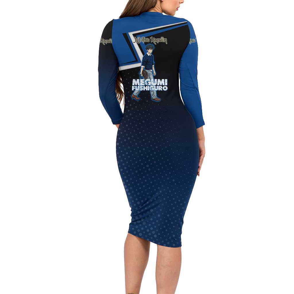Megumi Fushiguro Long Sleeve Bodycon Dress Anime Pop Art Style