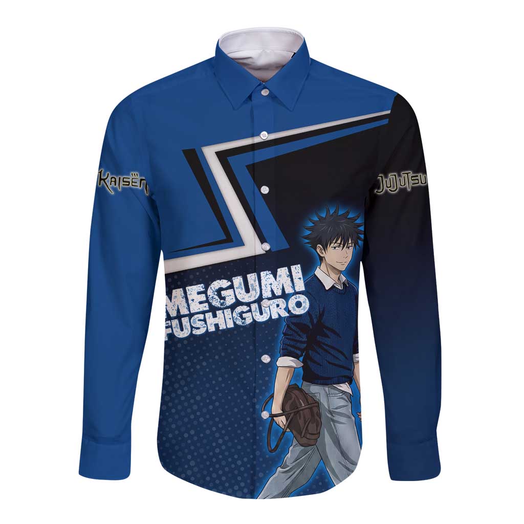 Megumi Fushiguro Long Sleeve Button Shirt Anime Pop Art Style