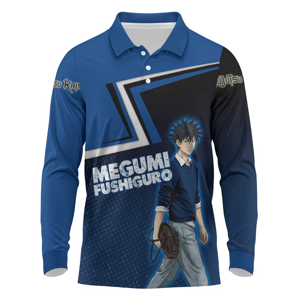 Megumi Fushiguro Long Sleeve Polo Shirt Anime Pop Art Style