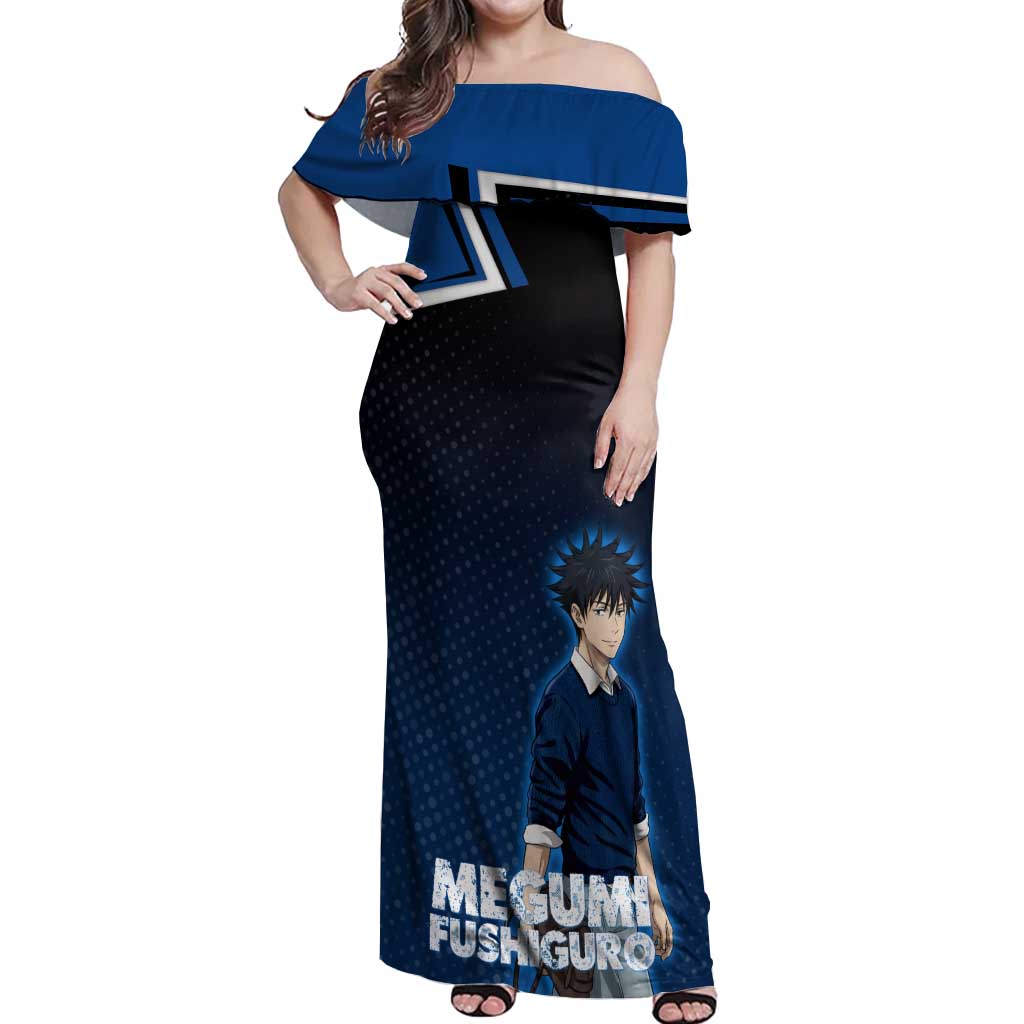 Megumi Fushiguro Off Shoulder Maxi Dress Anime Pop Art Style
