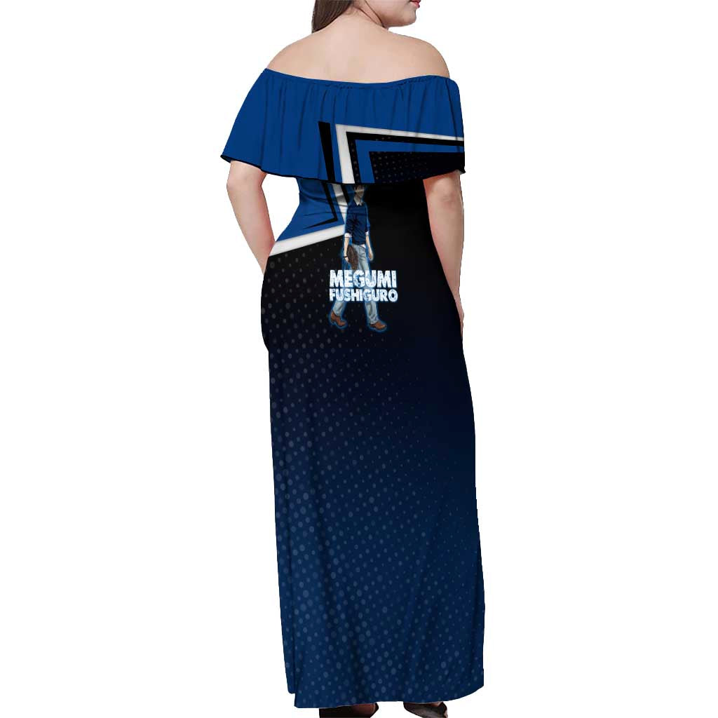 Megumi Fushiguro Off Shoulder Maxi Dress Anime Pop Art Style