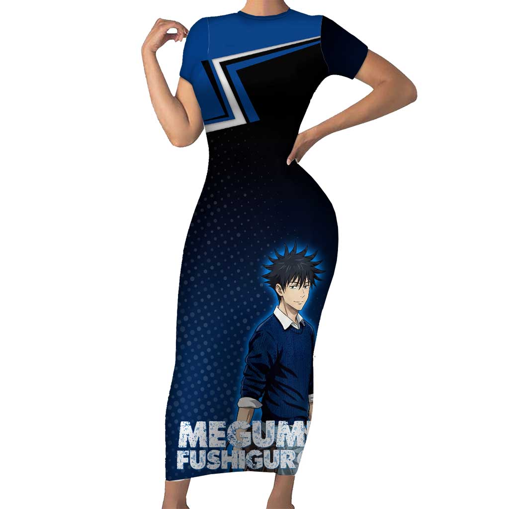Megumi Fushiguro Short Sleeve Bodycon Dress Anime Pop Art Style