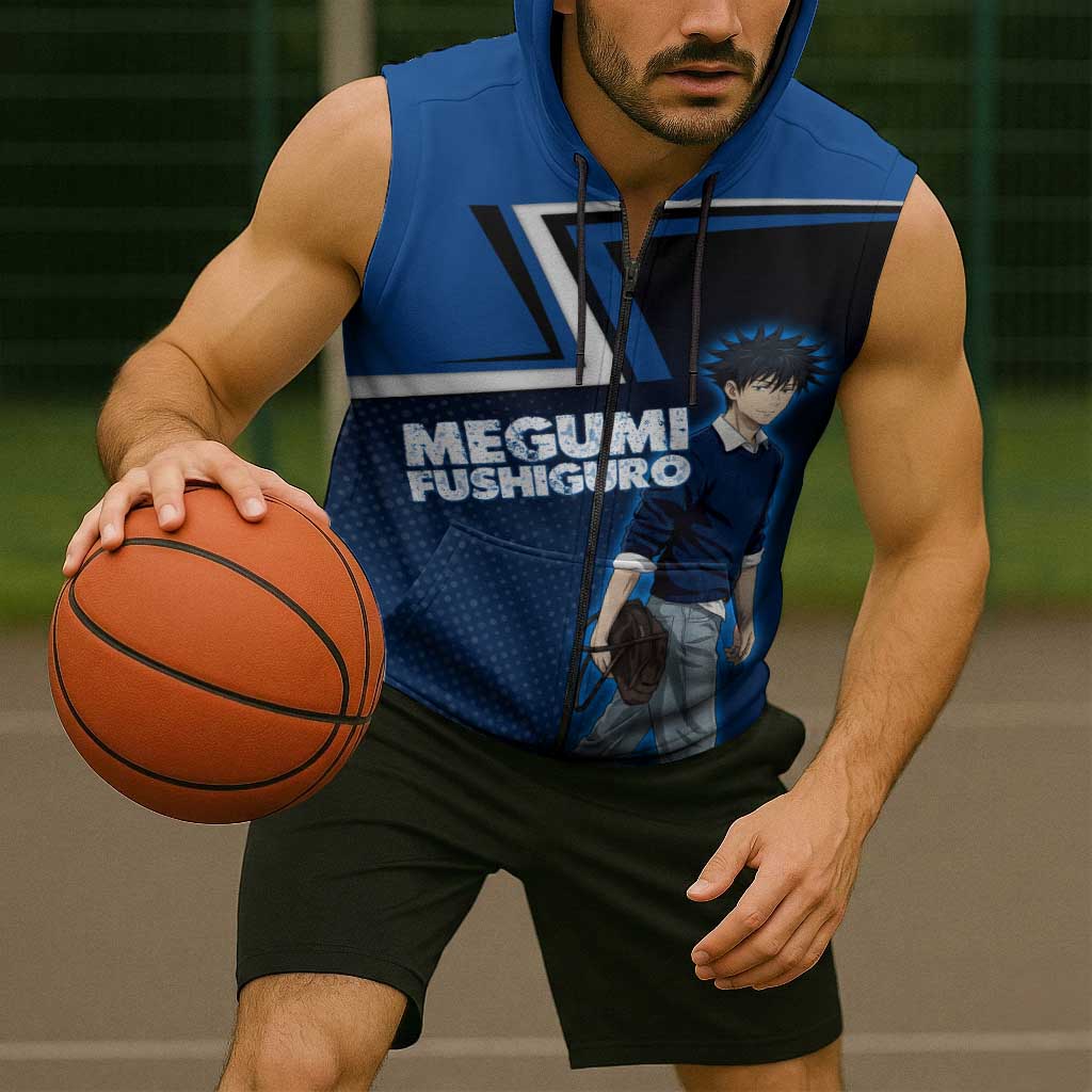 Megumi Fushiguro Sleeveless Zip Hoodie Anime Pop Art Style