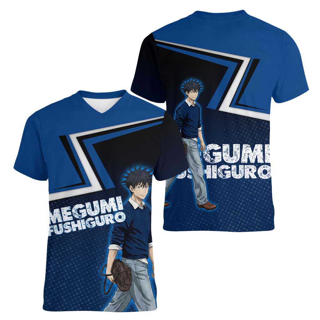 Megumi Fushiguro Women V-Neck T-Shirt Anime Pop Art Style