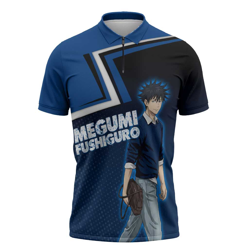 Megumi Fushiguro Zipper Polo Shirt Anime Pop Art Style