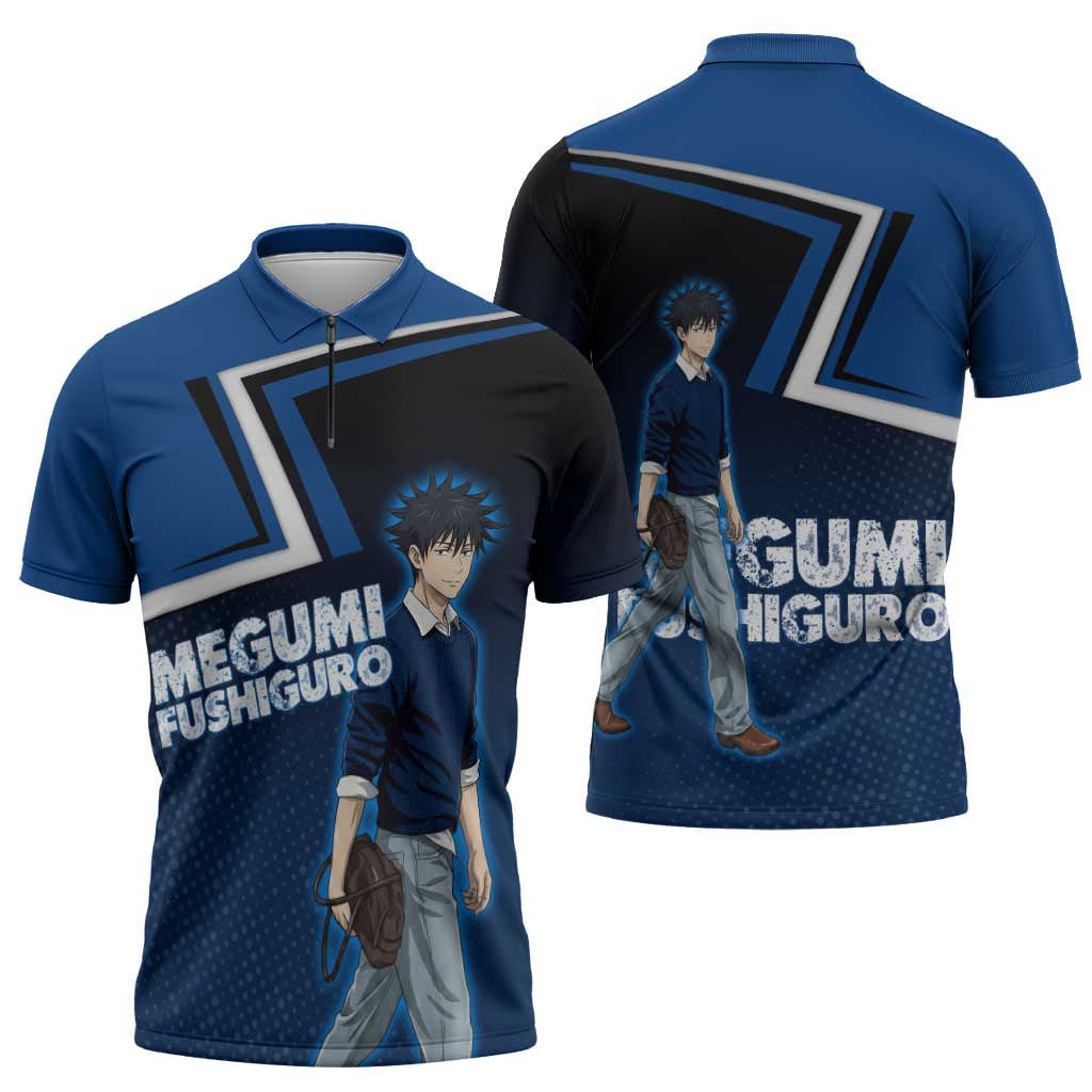 Megumi Fushiguro Zipper Polo Shirt Anime Pop Art Style