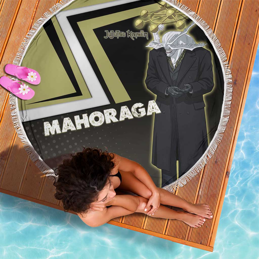 Mahoraga Jujutsu Kaisen Beach Blanket Monochrome Urban Manga Style