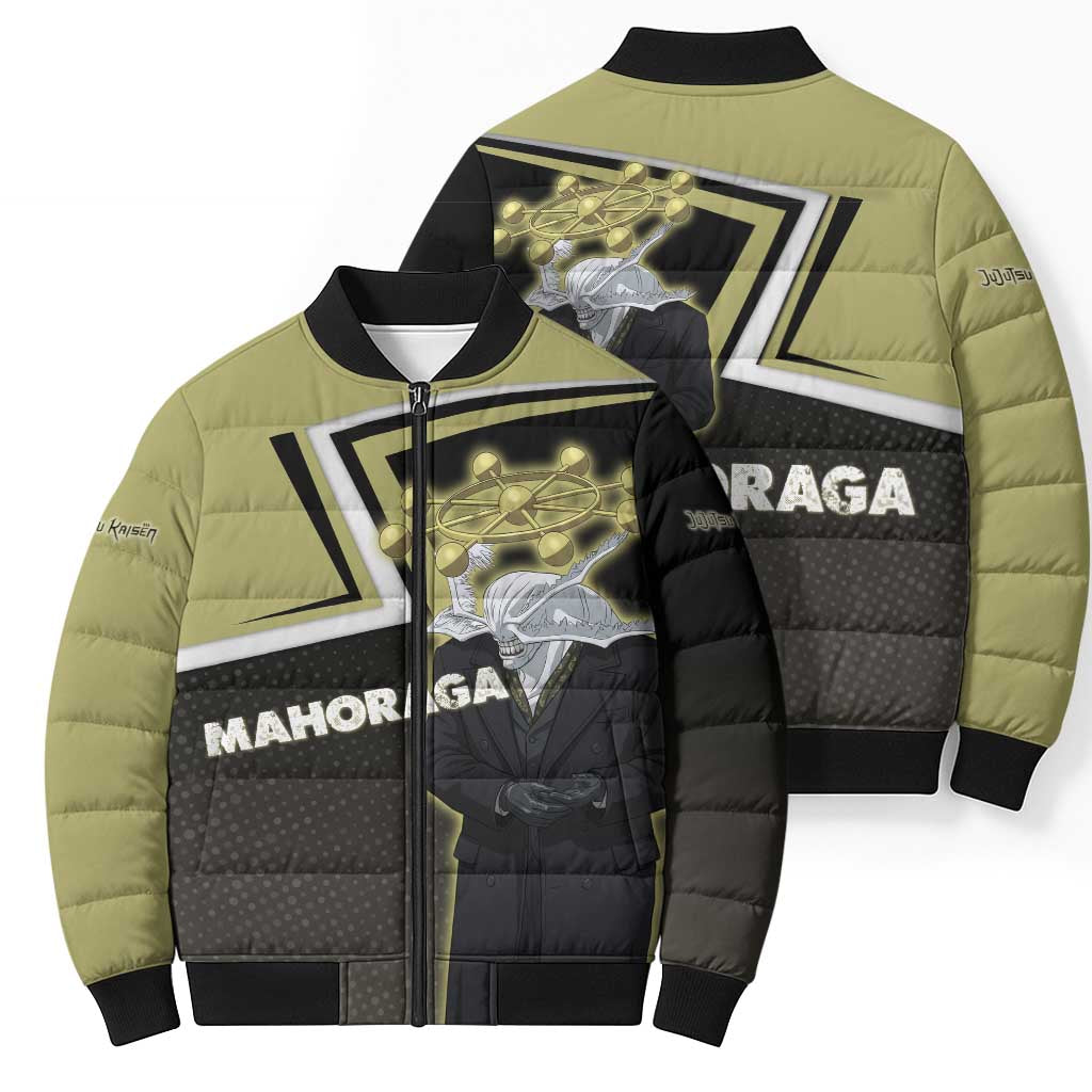 Mahoraga Jujutsu Kaisen Bomber Puffer Jacket Monochrome Urban Manga Style