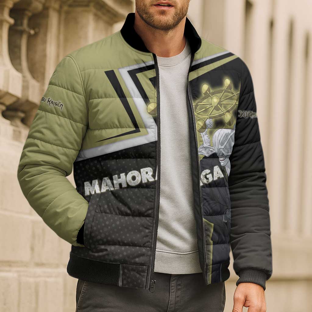 Mahoraga Jujutsu Kaisen Bomber Puffer Jacket Monochrome Urban Manga Style