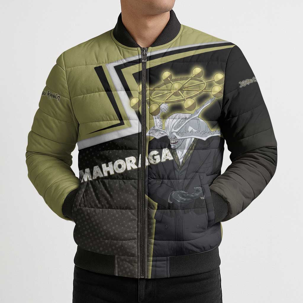 Mahoraga Jujutsu Kaisen Bomber Puffer Jacket Monochrome Urban Manga Style