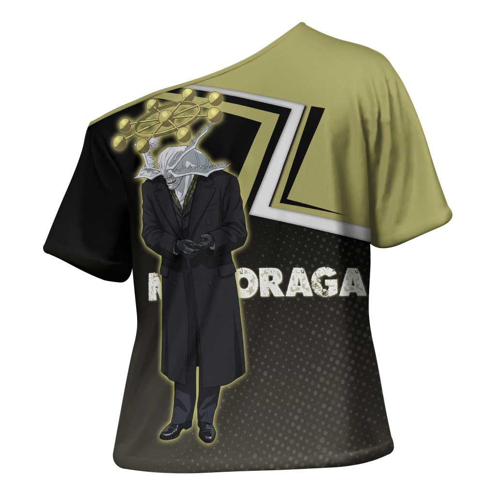 Mahoraga Jujutsu Kaisen Cross Shoulder Shirt Monochrome Urban Manga Style