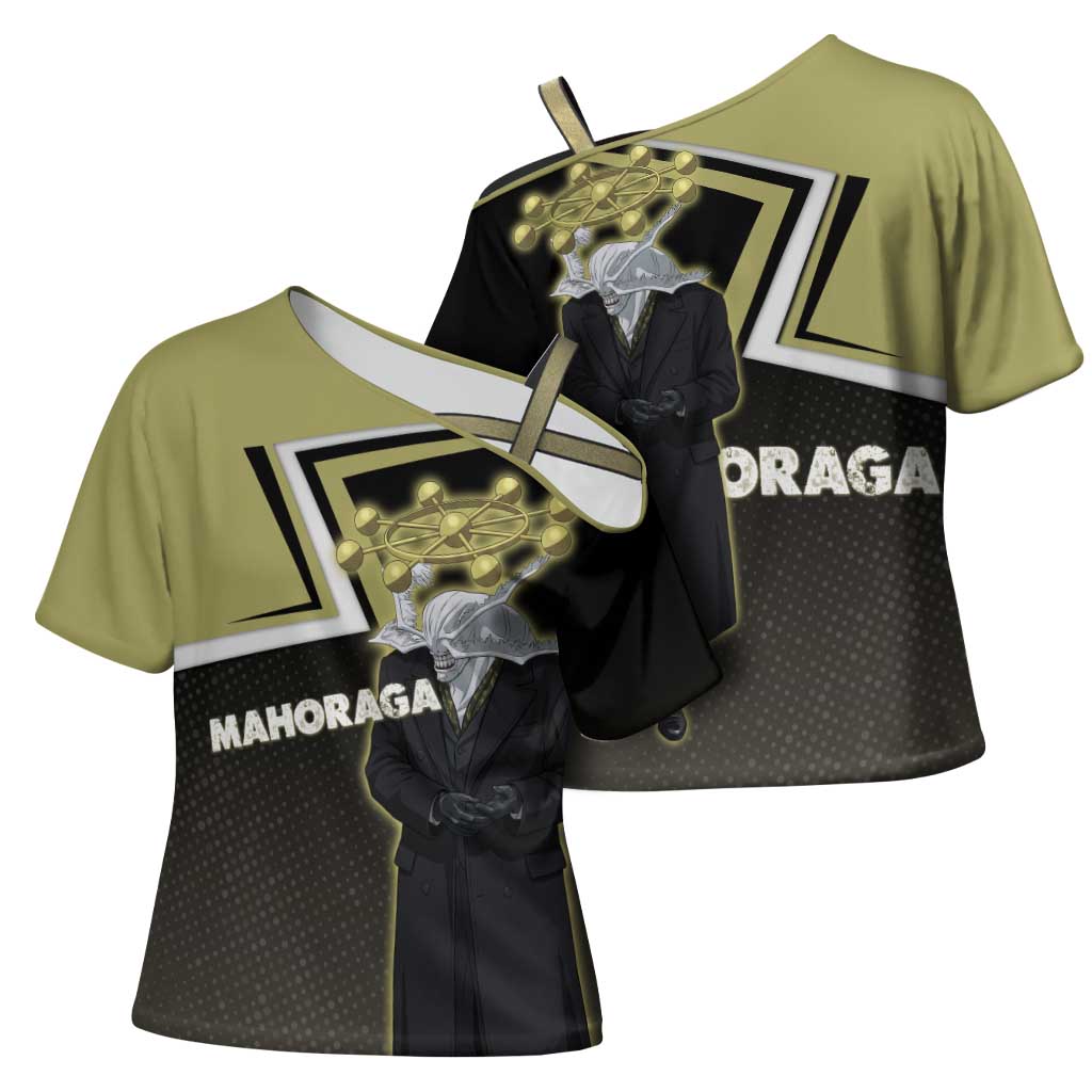 Mahoraga Jujutsu Kaisen Cross Shoulder Shirt Monochrome Urban Manga Style