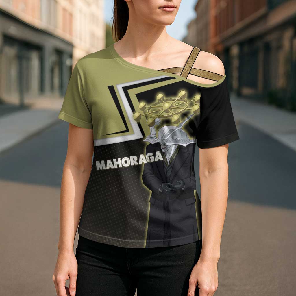 Mahoraga Jujutsu Kaisen Cross Shoulder Shirt Monochrome Urban Manga Style