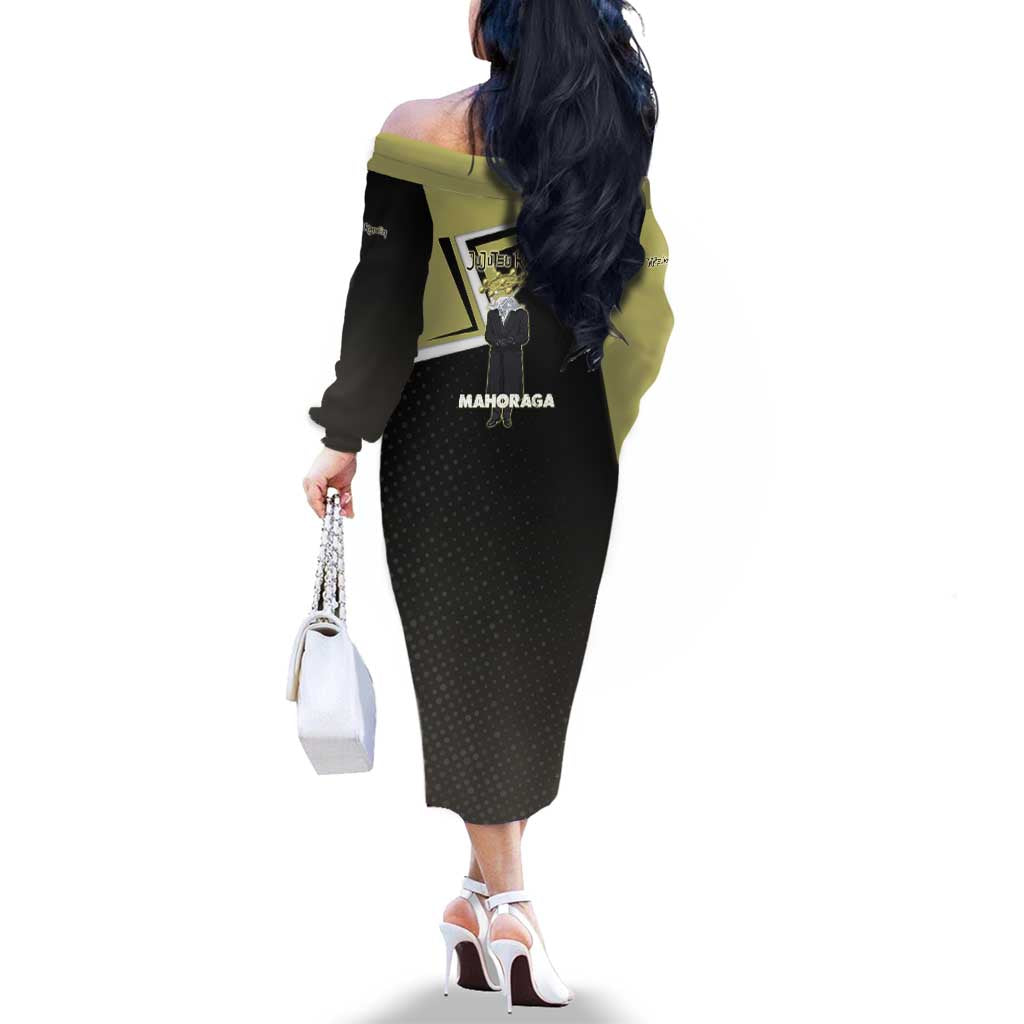 Mahoraga Jujutsu Kaisen Family Matching Off The Shoulder Long Sleeve Dress and Hawaiian Shirt Monochrome Urban Manga Style