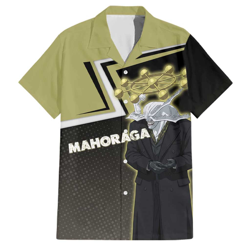 Mahoraga Jujutsu Kaisen Family Matching Off Shoulder Maxi Dress and Hawaiian Shirt Monochrome Urban Manga Style