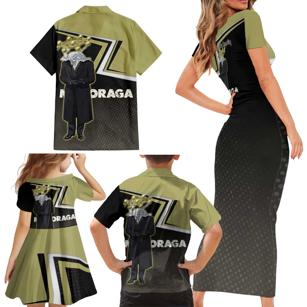 Mahoraga Jujutsu Kaisen Family Matching Short Sleeve Bodycon Dress and Hawaiian Shirt Monochrome Urban Manga Style