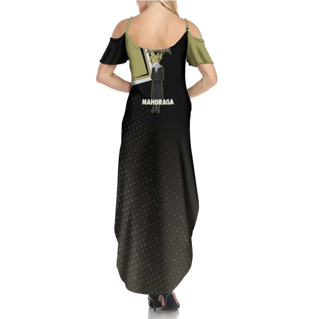 Mahoraga Jujutsu Kaisen Family Matching Summer Maxi Dress and Hawaiian Shirt Monochrome Urban Manga Style
