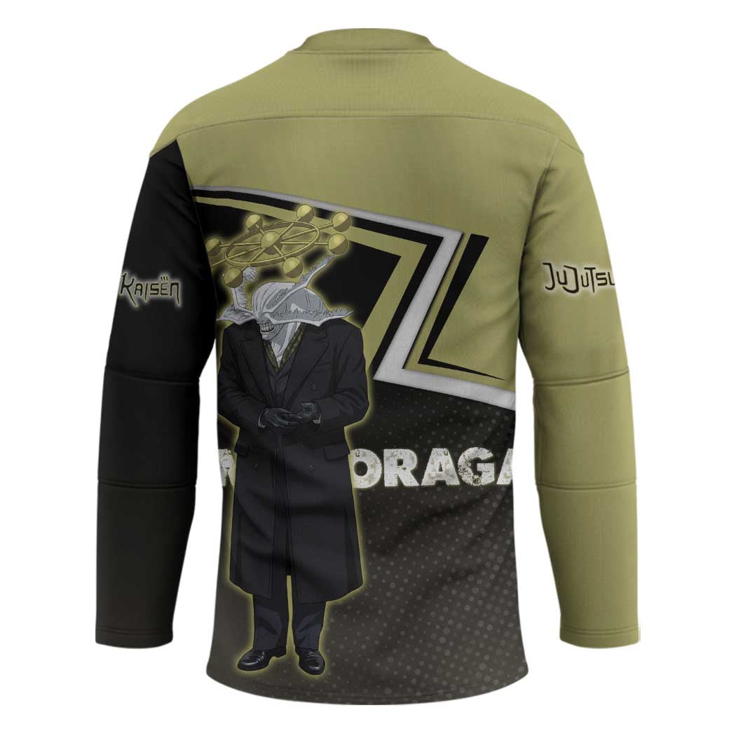 Mahoraga Jujutsu Kaisen Hockey Jersey Monochrome Urban Manga Style