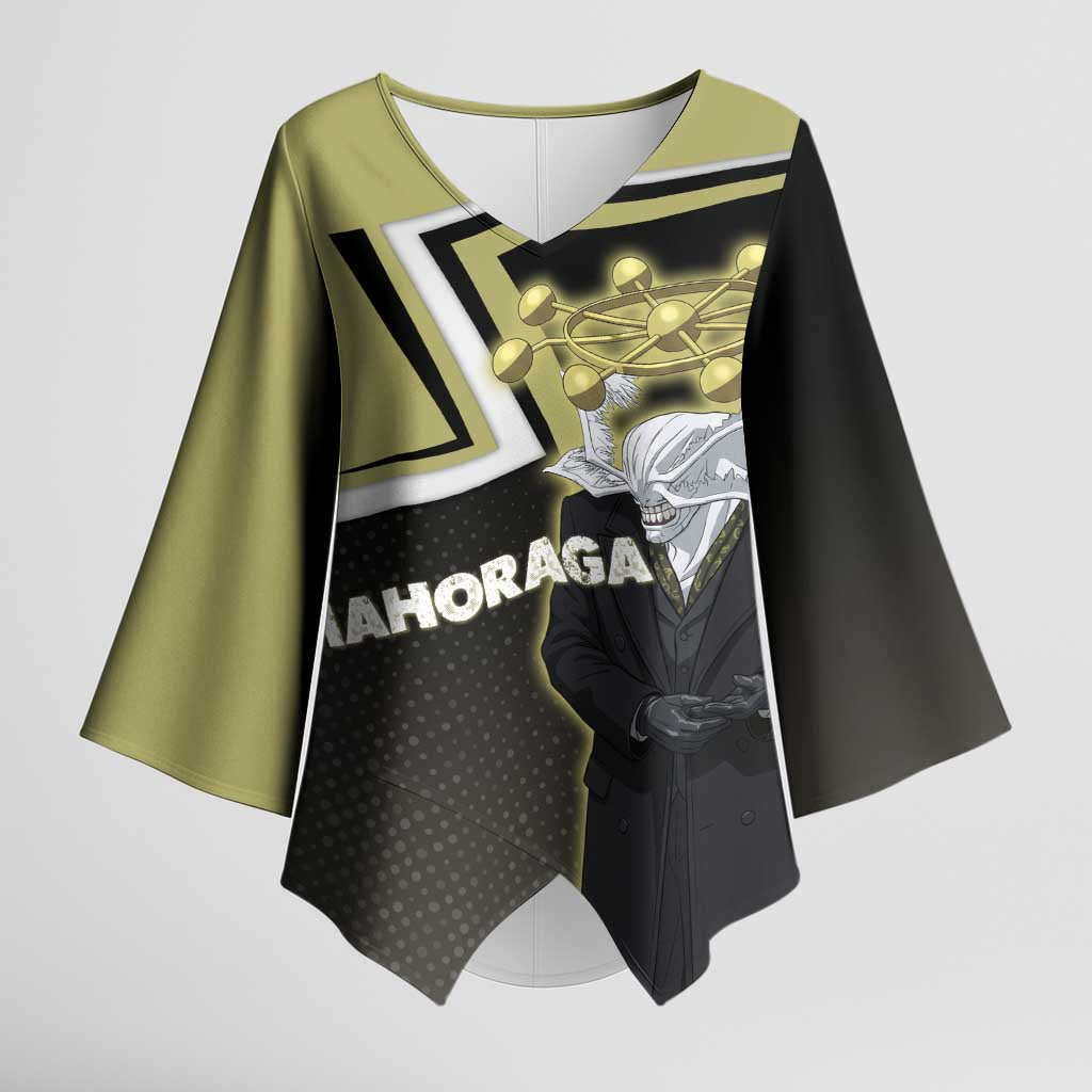 Mahoraga Jujutsu Kaisen Kimono Sleeve Blouse Monochrome Urban Manga Style