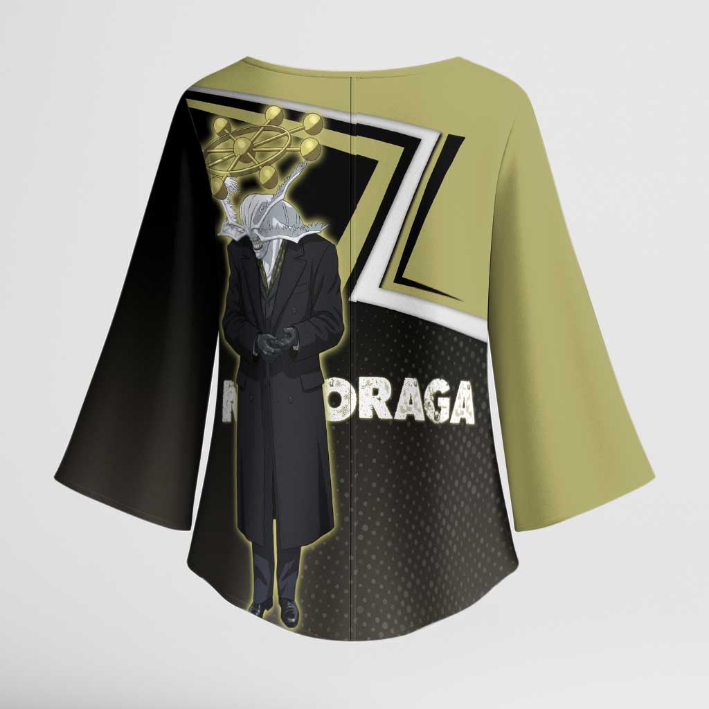 Mahoraga Jujutsu Kaisen Kimono Sleeve Blouse Monochrome Urban Manga Style