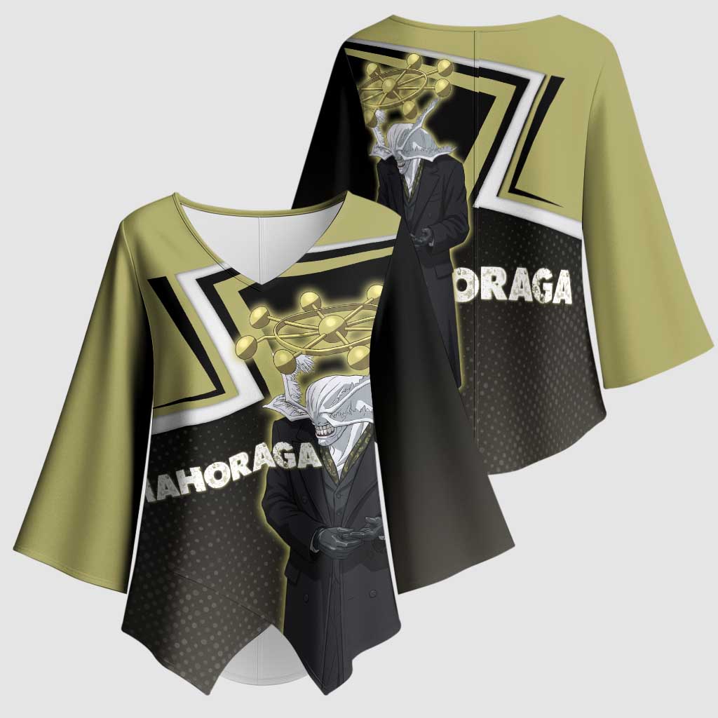 Mahoraga Jujutsu Kaisen Kimono Sleeve Blouse Monochrome Urban Manga Style