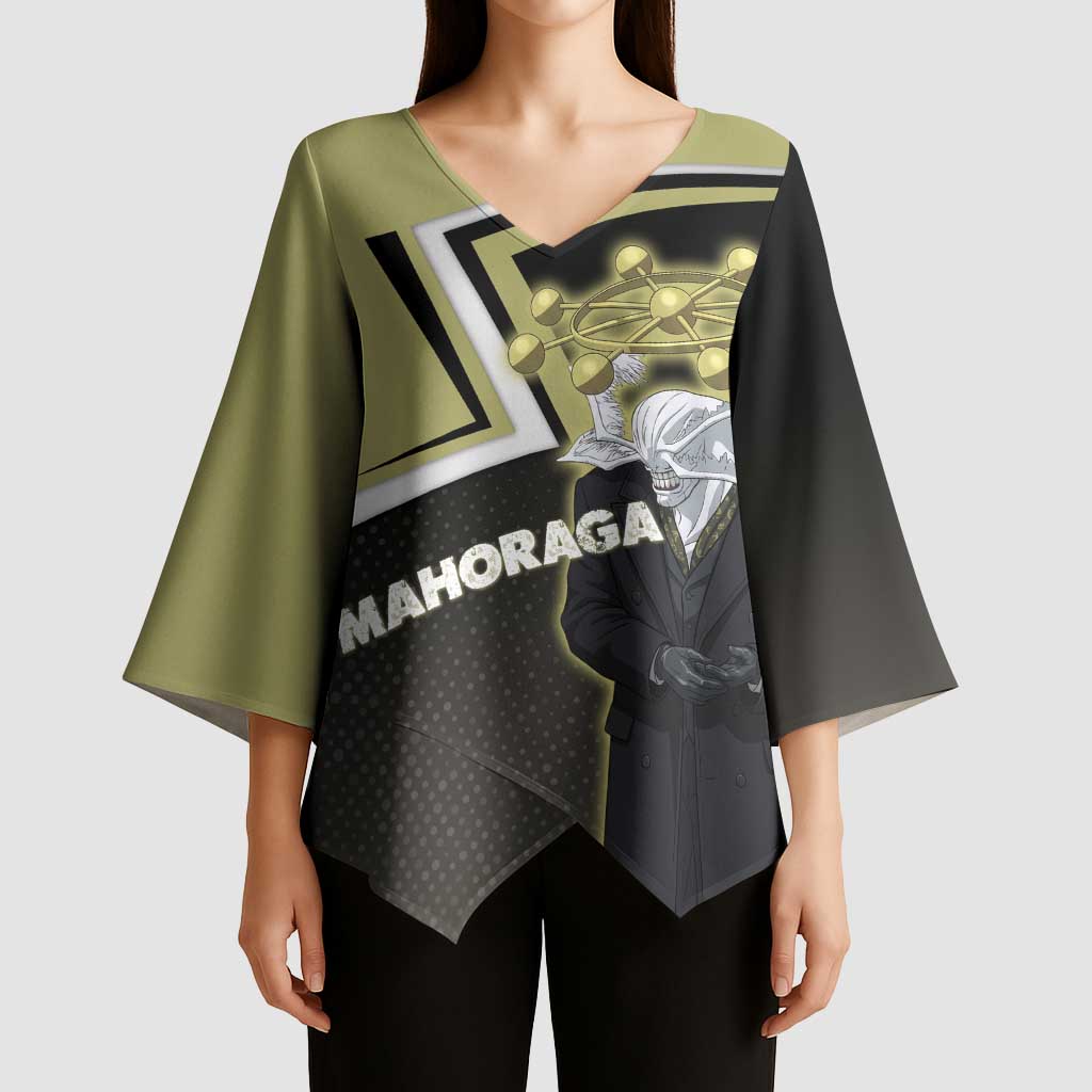 Mahoraga Jujutsu Kaisen Kimono Sleeve Blouse Monochrome Urban Manga Style