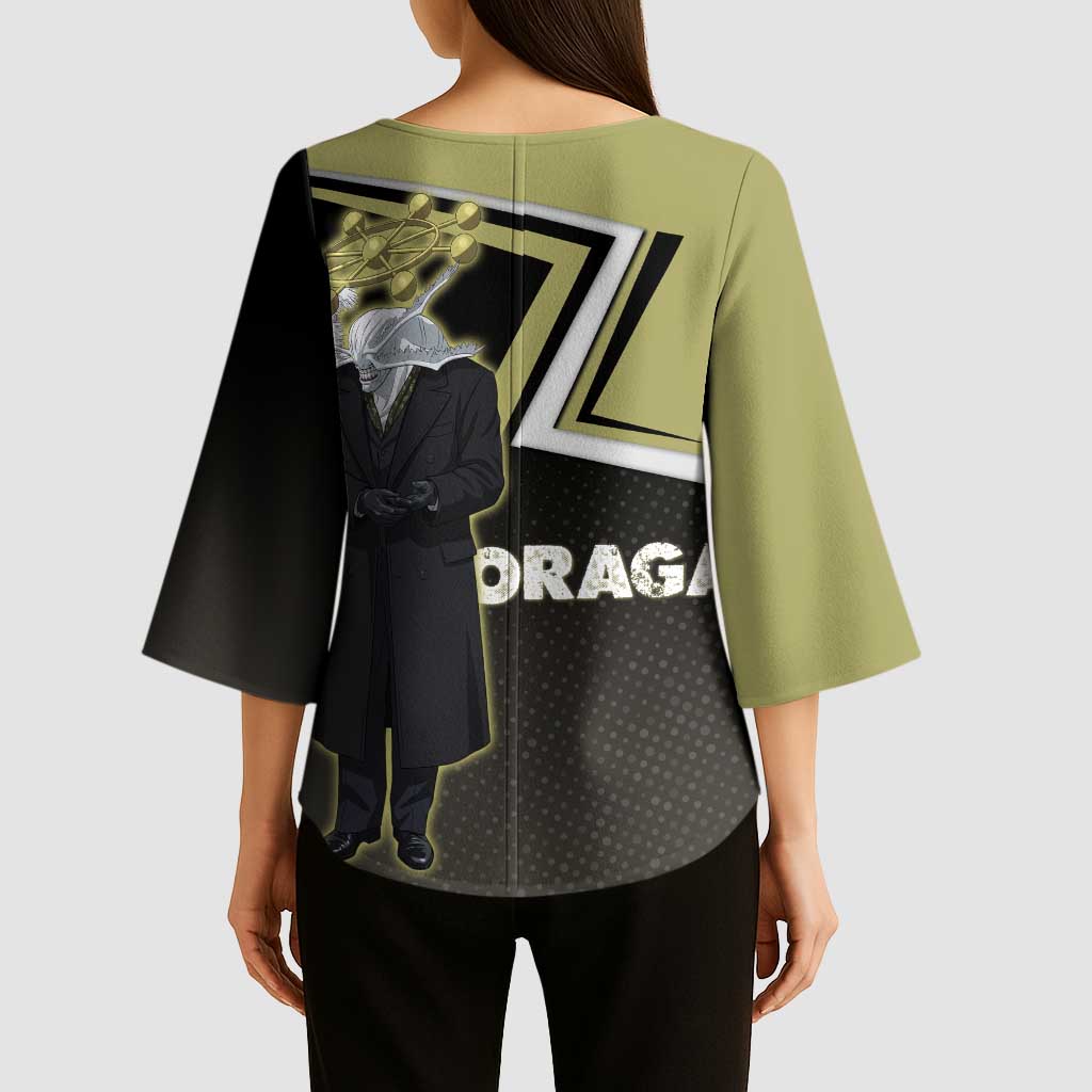Mahoraga Jujutsu Kaisen Kimono Sleeve Blouse Monochrome Urban Manga Style